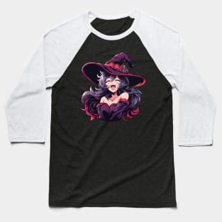 Cute Anime Halloween Witch Smiling Baseball T-Shirt